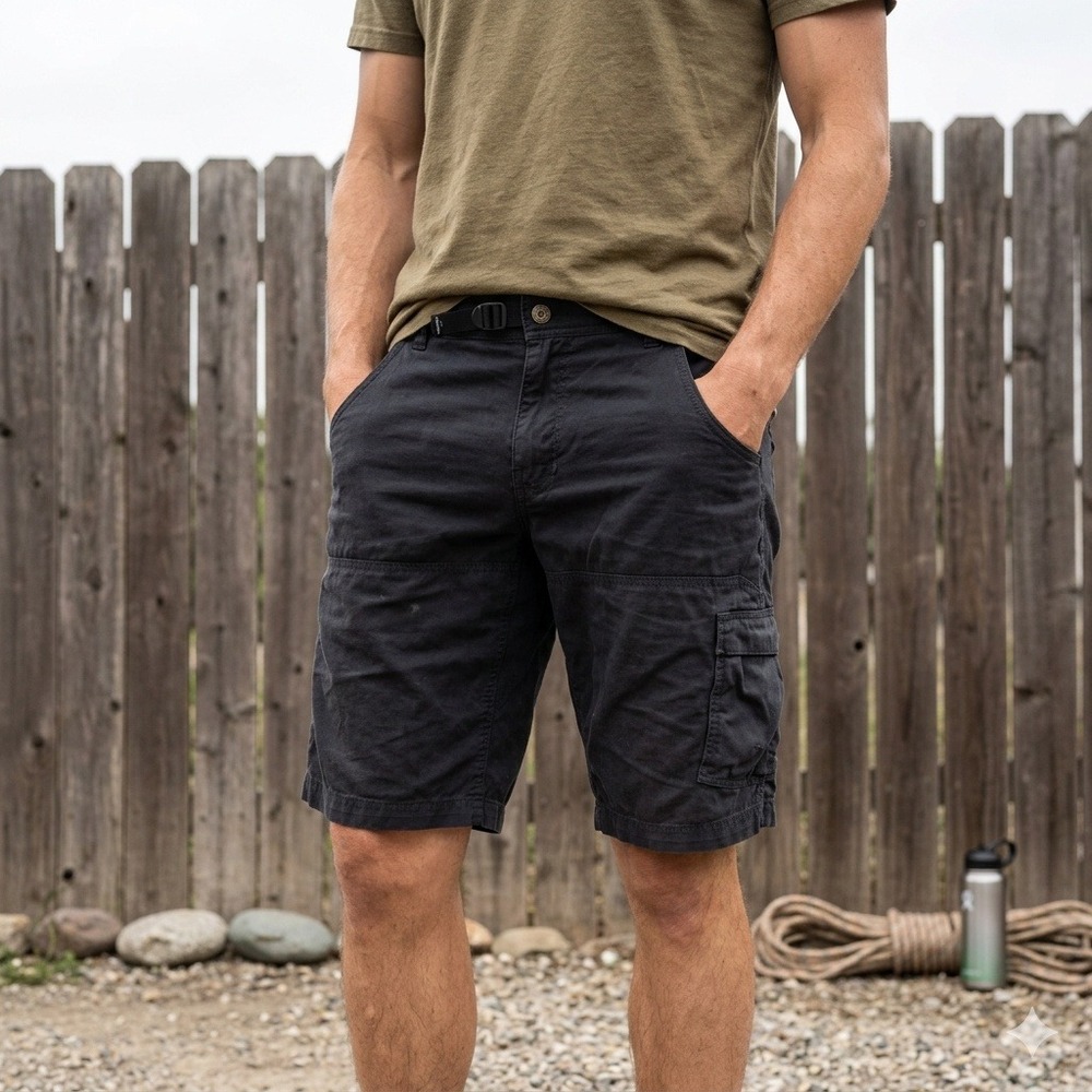 Prana Zion Shorts Mens 30 Black Hiking Cargo Adjustable Belt Ventilated Gorpcore